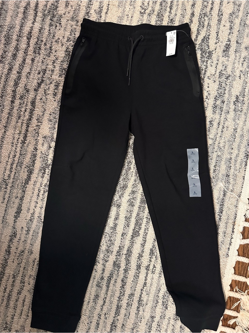 Old Navy Boys Black Jogger Sweatpants with Zipper Pockets sz L NWT